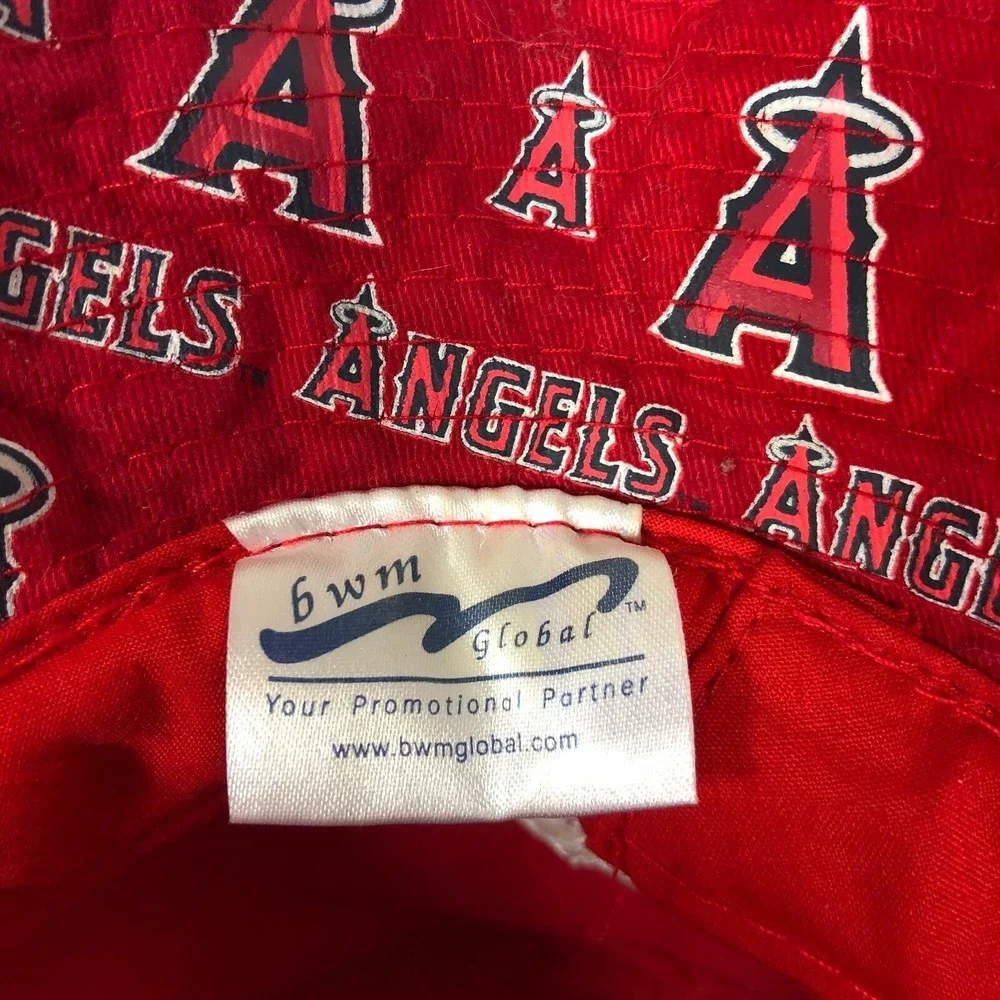 Vintage Anaheim Angels Youth Red‎ Bucket Hat MLB Wescom Promo USA